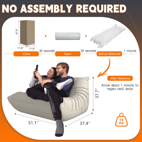 Caterpillar Compression Sofa Lazy floor  bean bag chair, memory foam sofa  fireside sofa living room bedroom office dormitory outdoor adult