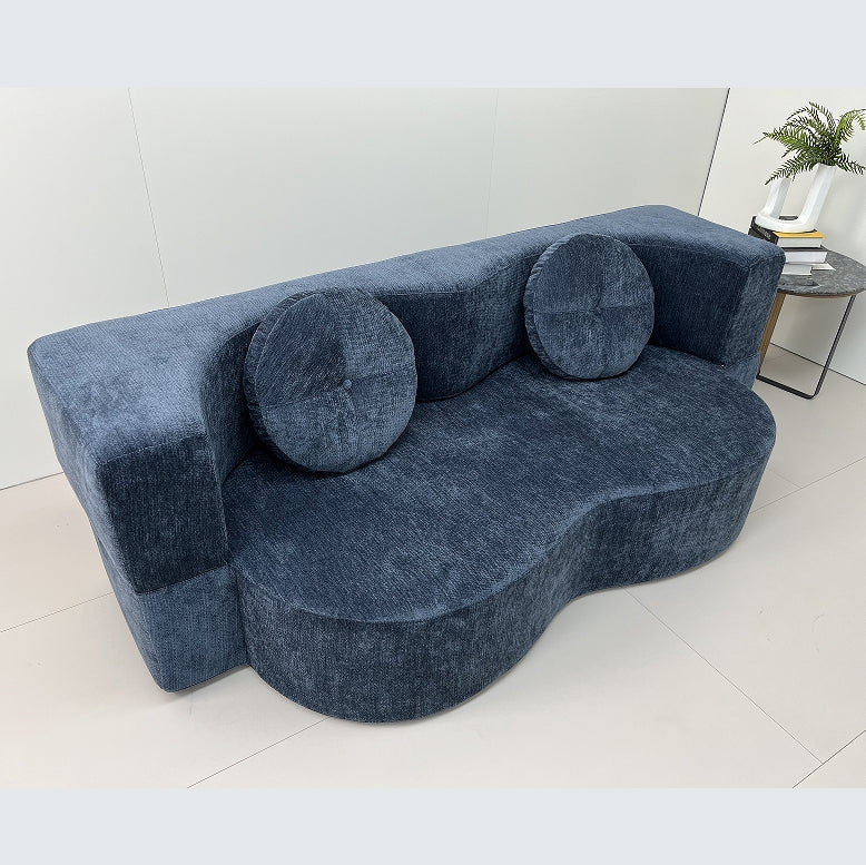 Modern compression sofa with 2 pillows, 15-inch full-size folding mattress, no assembly required, perfect for living room, bedroom