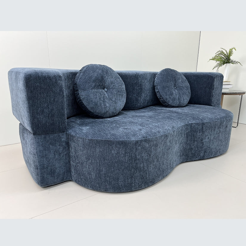 Modern Compression Sofa with 2 Pillows, 15" Full Size Folding Mattress, No Assembly Required, Ideal for Living Room, Guest Bed, and Game Room
