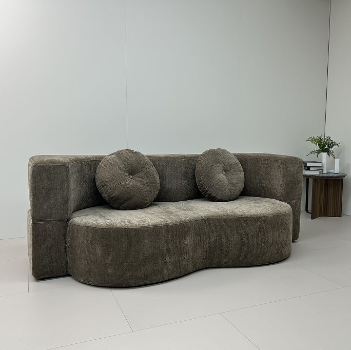Modern compression sofa with 2 pillows, 15-inch full-size folding mattress, no assembly required, perfect for living room, bedroom