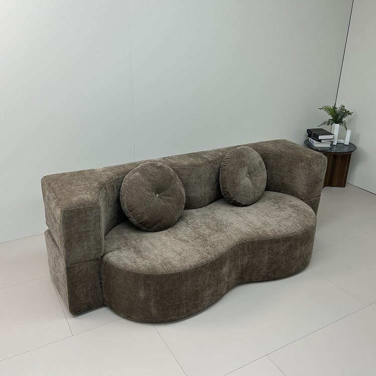 Modern compression sofa with 2 pillows, 15-inch full-size folding mattress, no assembly required, perfect for living room, bedroom