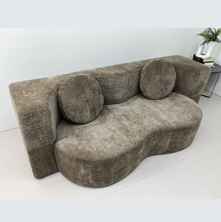 Modern compression sofa with 2 pillows, 15-inch full-size folding mattress, no assembly required, perfect for living room, bedroom