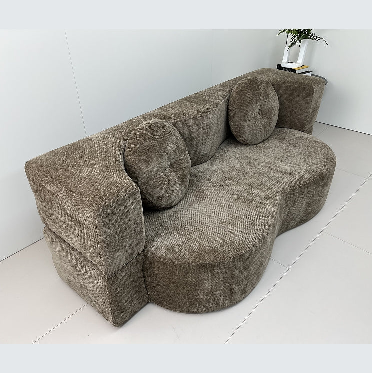 Modern compression sofa with 2 pillows, 15-inch full-size folding mattress, no assembly required, perfect for living room, bedroom