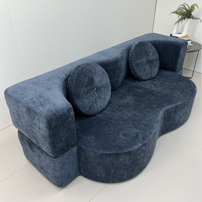 Modern Compression Sofa with 2 Pillows, 15" Full Size Folding Mattress, No Assembly Required, Ideal for Living Room, Guest Bed, and Game Room